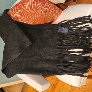 Lucky Brand Long Charcoal Fringe Scarf